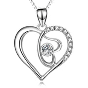 925 Sterling Silver Intertwined Love Heart for Women Daughter Girlfriend Jewelry Necklace