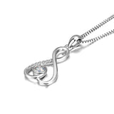 925 Sterling Silver Infinity Heart Cubic Zirconia Pendant Necklace