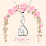 925 Sterling Silver Infinity Heart Cubic Zirconia Pendant Necklace