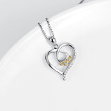 925 Sterling Silver Love Heart Foot Shape Jewelry Necklace