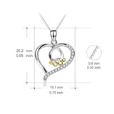 925 Sterling Silver Love Heart Foot Shape Jewelry Necklace