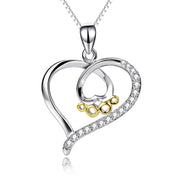 925 Sterling Silver Love Heart Foot Shape Jewelry Necklace