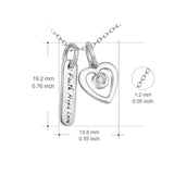 925 Sterling Silver Faith Hope Love Bar Love Heart Jewel Necklace