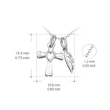 925 Sterling Silver Cross Love Heart Angel Wing Necklace For Women Friends