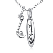 925 Sterling Silver Just Run Unique Design Pendant Charm Necklace