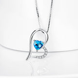 925 Sterling Silver Love Heart Pendant with Chain for Women Crystal Necklace