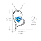 925 Sterling Silver Love Heart Pendant with Chain for Women Crystal Necklace