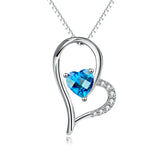 925 Sterling Silver Love Heart Pendant with Chain for Women Crystal Necklace