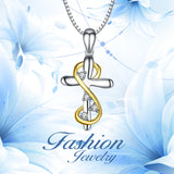 925 Sterling Silver Religious Cross Infinity Cubic Zircon Necklace