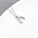 925 Sterling Silver Unique Design Yellow Gold Love Heart Necklace