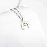 925 Sterling Silver Unique Design Yellow Gold Love Heart Necklace