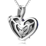 925 Sterling Silver Charm Blue Love Heart Crystal Pendant Necklace