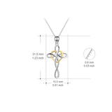 925 Sterling Silver Two-Tone Love Heart Cross Shape Simple Necklace