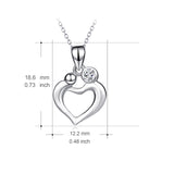 925 Sterling Silver Unique Love Heart Jewel Necklace