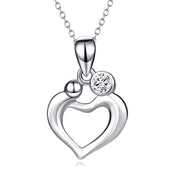 925 Sterling Silver Unique Love Heart Jewel Necklace