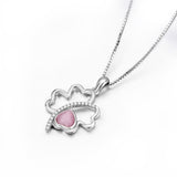 925 Sterling Silver Four Leaf Clover Cubic Zirconia Pendant Necklace