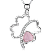 925 Sterling Silver Four Leaf Clover Cubic Zirconia Pendant Necklace