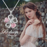 925 Sterling Silver Flower Cubic Zirconia Pendant Necklace