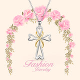 925 Sterling Silver Infinity Heart Cross Necklace