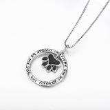 925 Sterling Silver Love You Forever Dog Paw Round Necklace