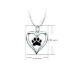 925 Sterling Silver Love Heart Adorable Paw Necklace