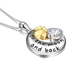 925 Sterling Silver Engraved Text Eternal Love Paw Love Heart Pendant Necklace