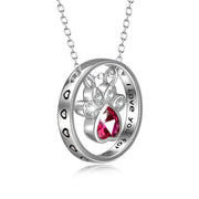 I Love You Forever-925 Sterling Silver Dog Paw Engraved Text Zircon Pendant Necklace