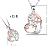 925 Sterling Silver Love Heart Shiny Tree Pendant Lucky Necklace