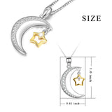 925 Sterling Silver Cubic Zircon Crescent Star Attract Necklace