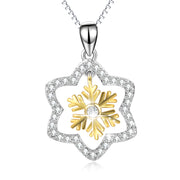 925 Sterling Silver Zirconial Hexagonal Star Snowflake Neckalce