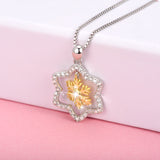 925 Sterling Silver Zirconial Hexagonal Star Snowflake Neckalce