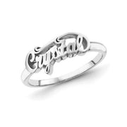 "Crystal"-10K/14K Gold Personalized Script Letters Name Ring