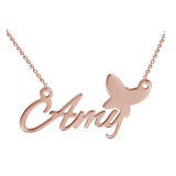 "Amy"Style 14K Personalized  Name Necklace Adjustable 16”-20”-White Gold/Yellow Gold/Rose Gold