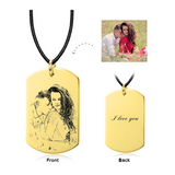 Only You -10K/14K  Gold Personalized Engraved Photo Necklace Adjustable 16”-20”-White Gold/Yellow Gold/Rose Gold