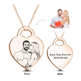 Put You In My Heart - 14K Gold Personalized Engraved Photo Necklaces Adjustable 16”-20”