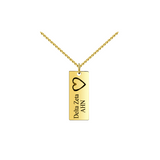 14K Gold Memories Personalized Bar Necklace-Adjustable 16”-20”-White Gold/Yellow Gold/Rose Gold