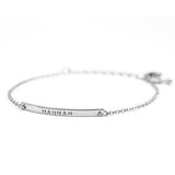 925 Sterling Silver Personalized Bar Engraved Bracelet Adjustable 6”-7.5”