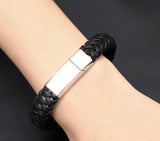 Leather Rope Personalized Bracelet with Stainless Steel Button