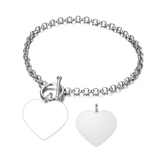 925 Sterling Silver Personalized Heart Engraved Photo Bracelet