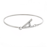 925 Sterling Silver Personalized Block Initial Bangle