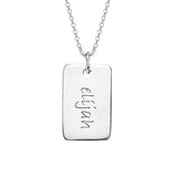 Copper/925 Sterling Silver  Personalized Engraved Rectangle Necklace -Adjustable 16”-20”