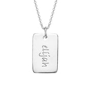 Copper/925 Sterling Silver  Personalized Engraved Rectangle Necklace -Adjustable 16”-20”