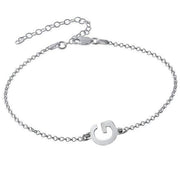 Initial 925 Sterling Silver Personalized Sideways Initial Bracelet Length Adjustable 6”-7.5”