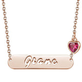 Giane 925 Sterling Silver Personalized Birthstone Bar Name Necklace Adjustable Chain 16"-20"