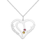 Double Names 925 Sterling Silver Personalized Birthstone Heart Name Necklace Adjustable Chain 16"-20"