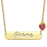 Giane 925 Sterling Silver Personalized Birthstone Bar Name Necklace Adjustable Chain 16"-20"