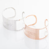 925 Sterling Silver Personalized Monogram Cuff Bracelet Adjustable 6”-7.5”-White Gold/Rose Gold Plated