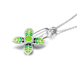 925 Sterling Silver Good Luck Four-leaf clover Pendant Necklace