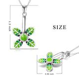 925 Sterling Silver Good Luck Four-leaf clover Pendant Necklace