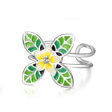 925 Sterling Silver Four-Leaf Clover Flower Ring